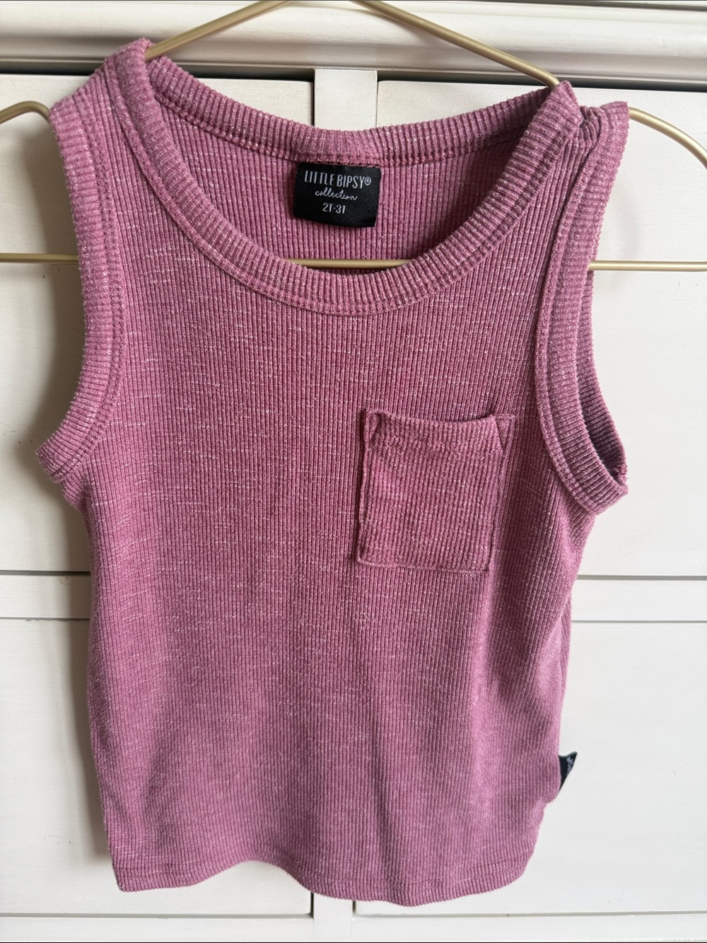 Little Bipsy Dusty Rose Ribbed Tank and Shorts with Chest Pocket